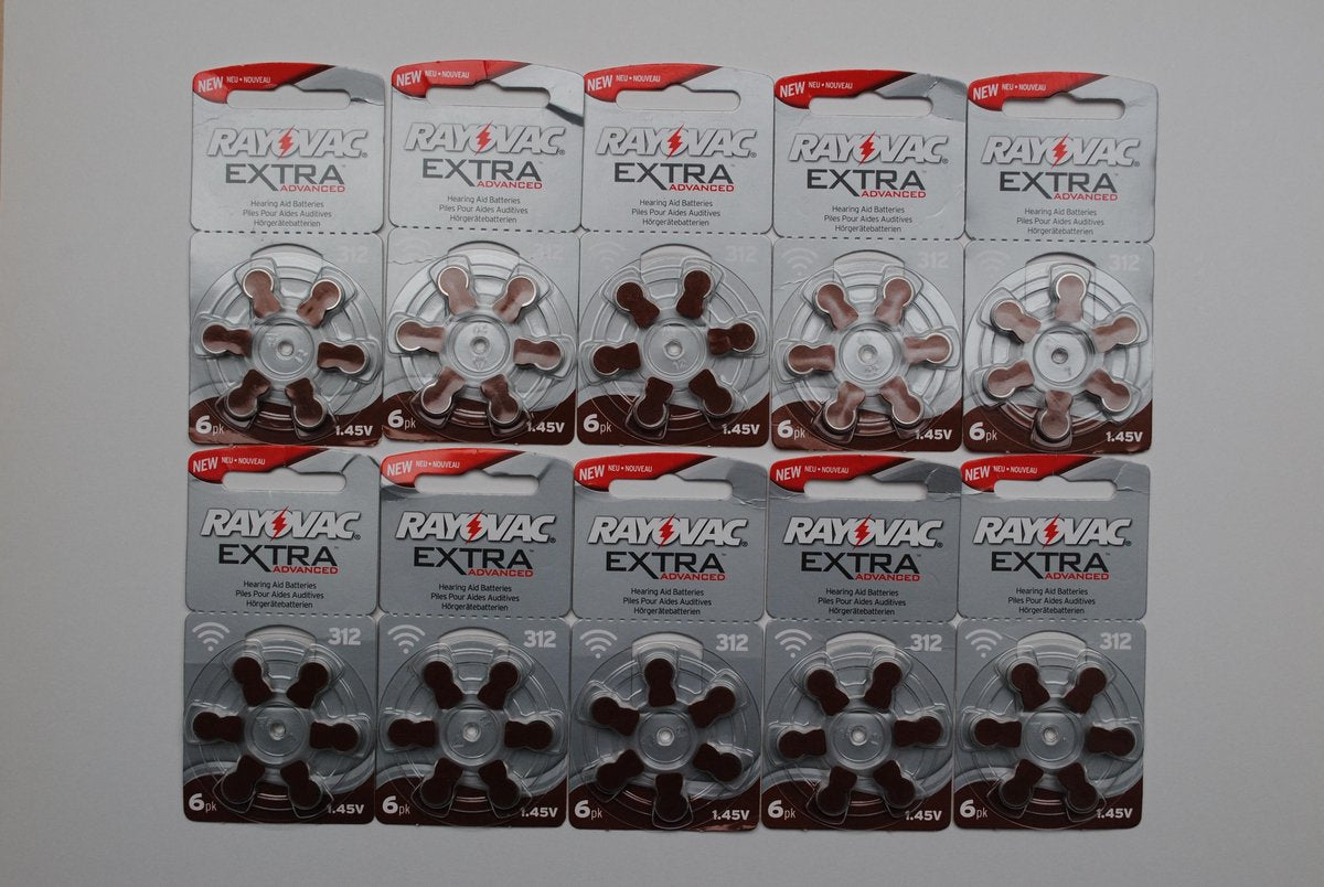 60 Stuks (10 Blister a 6st) Rayovac Extra Advanced 312 / PR312 / PR41 Gehoorapparaat batterijen