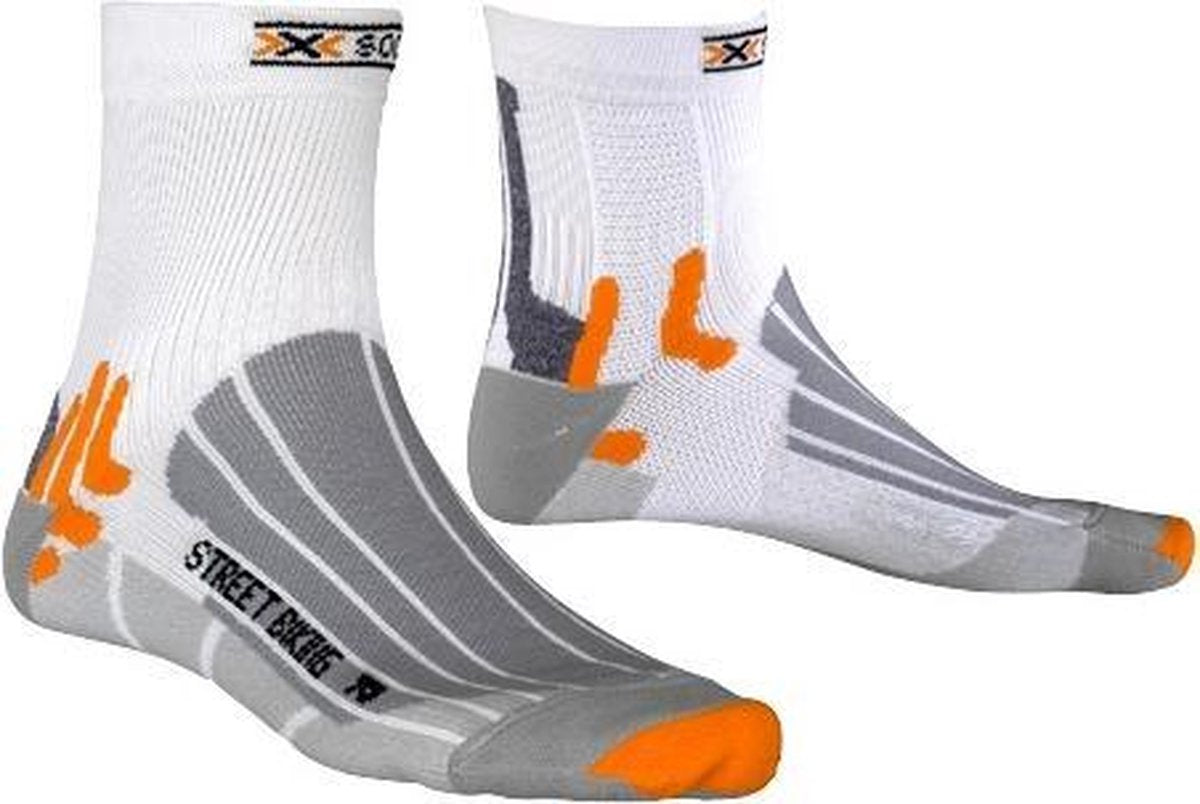X-socks Fietssokken Street Biking Nylon/pp Wit/grijs Mt 35-38
