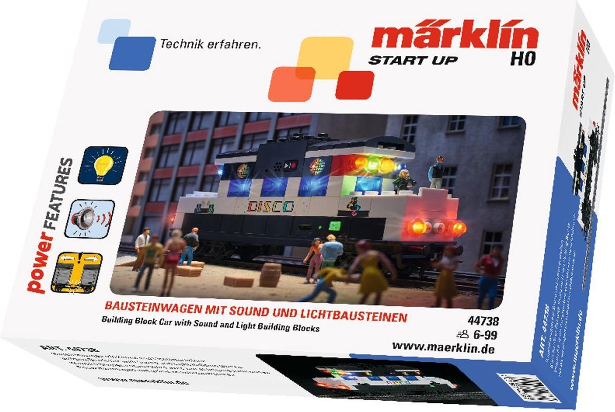 Märklin 44738 H0 disco-bouwsteenwagen met geluid en lichtbouwstenen