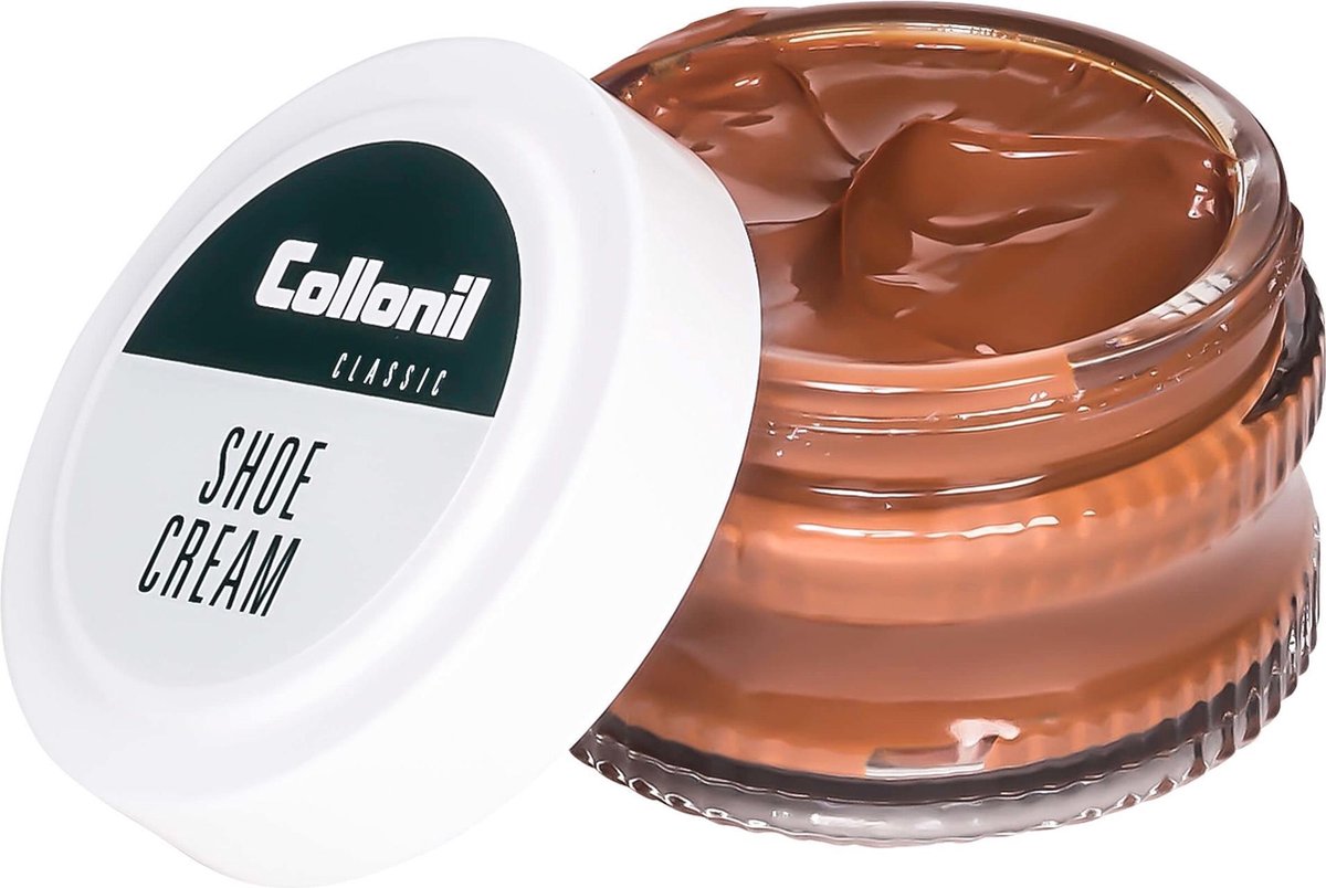 Collonil Shoe Cream - leer vet - kleur verzorging voor glad leer - glazen potje 50ml - kleur Brique licht bruin 331