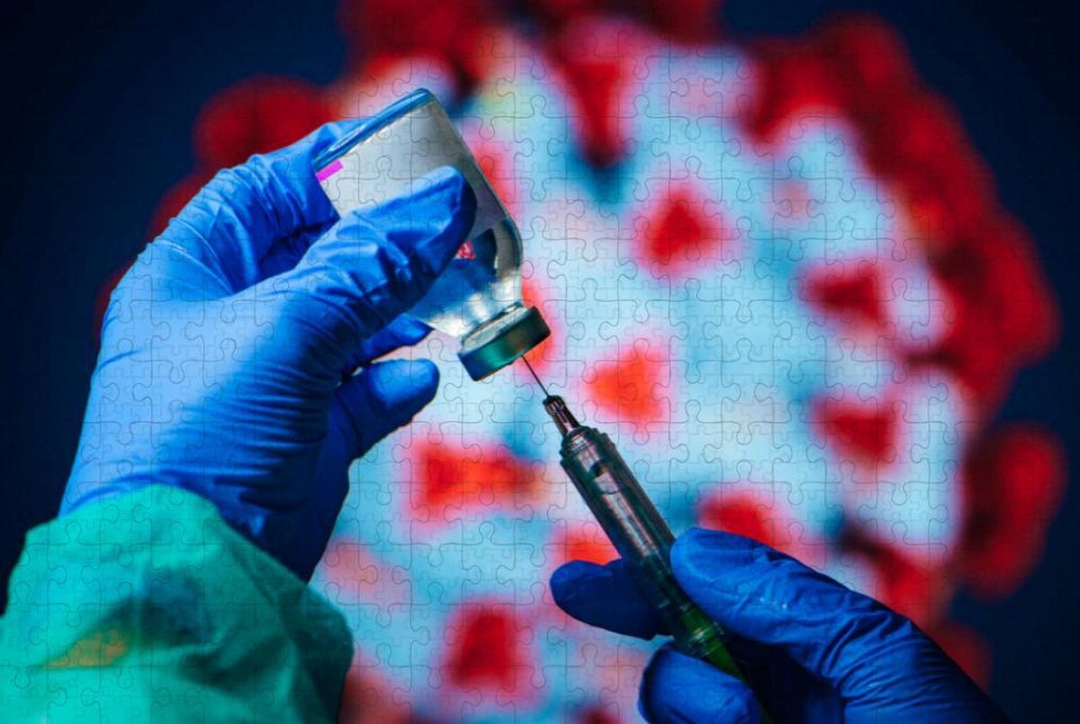 Vaccin - Vaccinatie Spuit op Puzzel - Covid-19 - Puzzel 252 stukjes