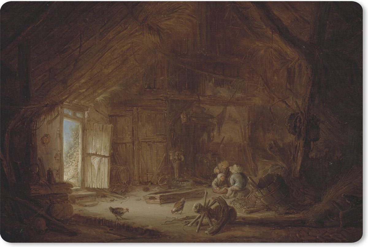 Bureau mat - Stalinterieur met drie kinderen - Schilderij van Isaac van Ostade - 60x40