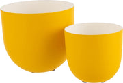 J-Line Set Van 2 Kommen Metaal Lak Wit/Geel