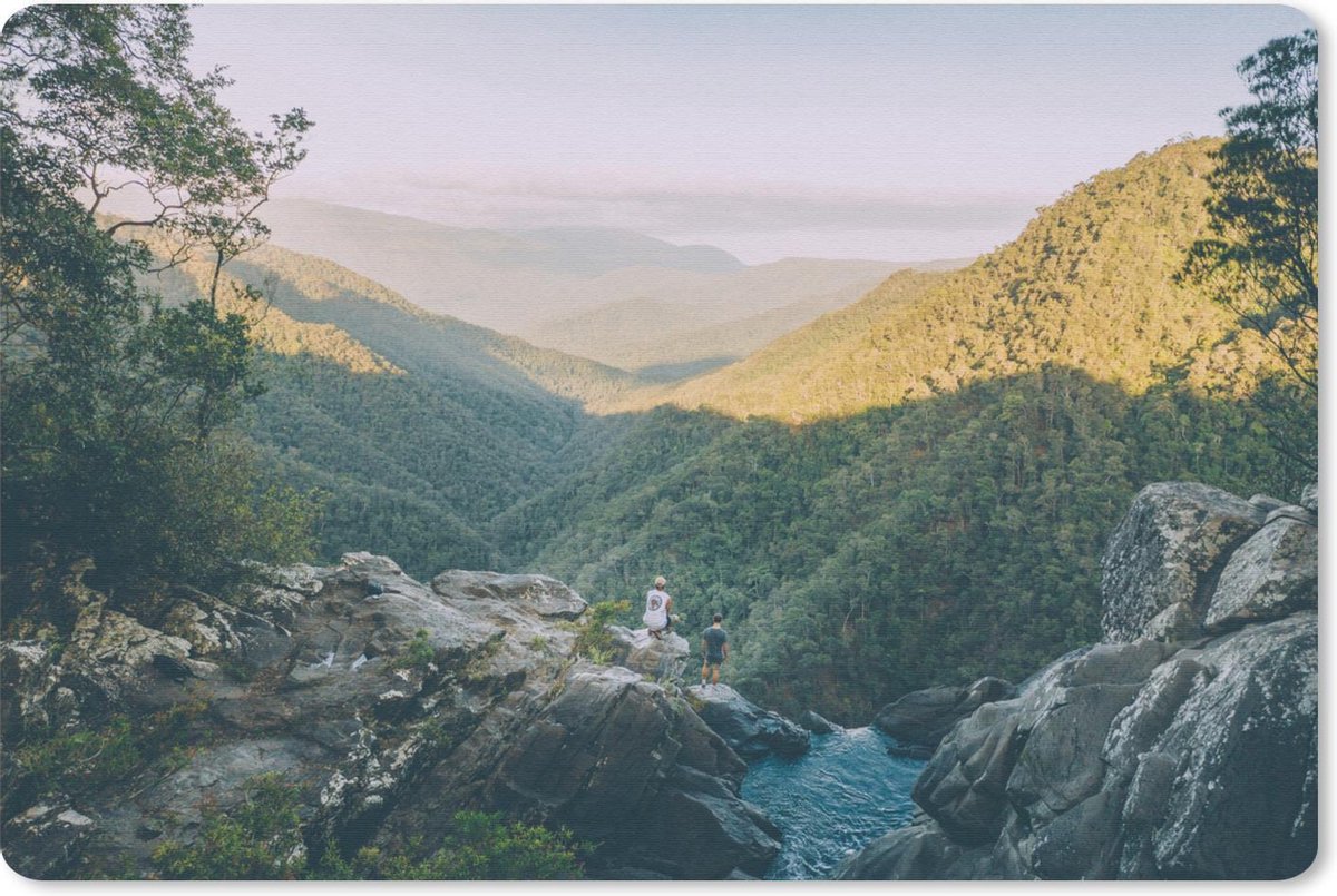 Bureau mat - Reizigers bij de Windin waterval in Queensland - 60x40