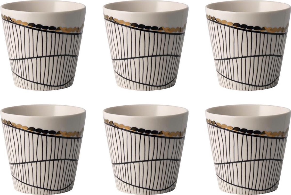 FIKA beker 200ml Fence wit / goud - set 6 stuks