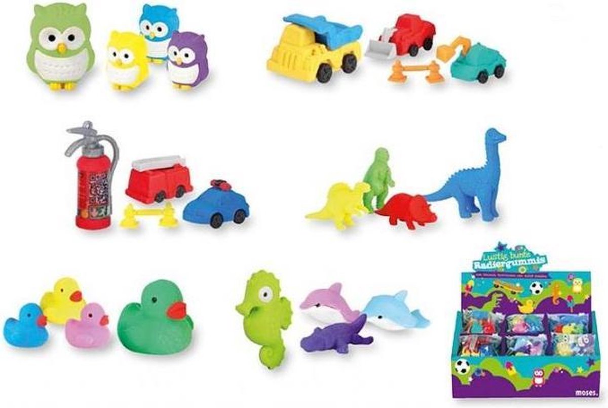 Uitdeel cadeautjes 6 setjes gummetjes
