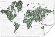 Poster Wereldkaart - Bladeren - Tropisch - 180x120 cm XXL