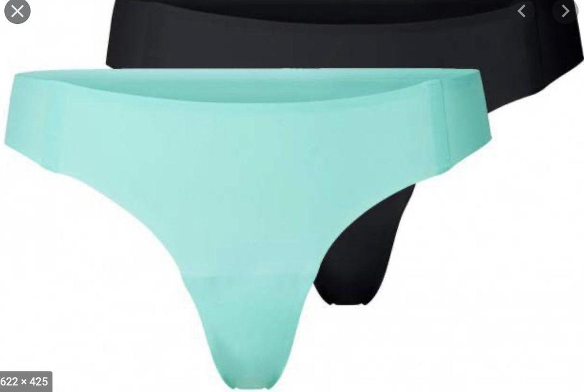 Odlo - Invisibles String Two Pack Dames onderbroek (turkoois/zwart) - S