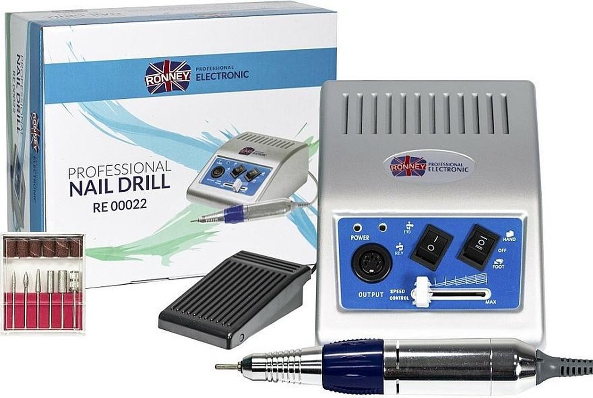 RONNEY Professionele Elektrische Nagelfrees - Nail Drill met voetpedaal - Inc Bitjes