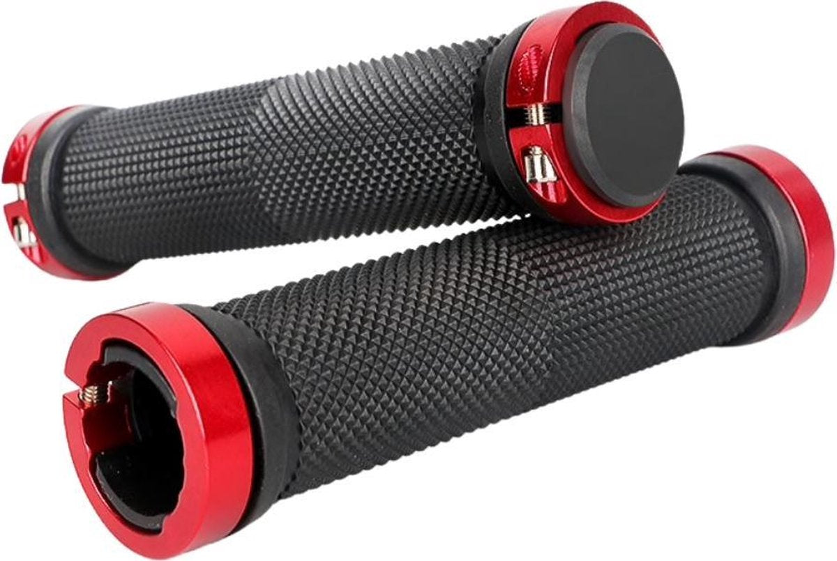 Fietshandvatten - Handvatten - Universeel - Fiets – Mountainbike – Professioneel - Grips - Extra Grip – Fietshandvaten -Handvaten - Handig te monteren - Anti-slip – Fietsen – Stuur – Bikegrips – Lock-on – Aanspanbaar – Rood
