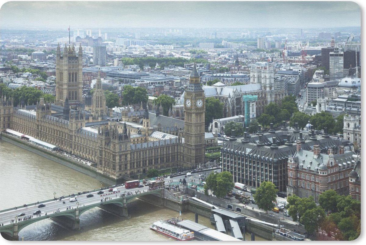 Bureau mat - Luchtfoto van Londen en de Big Ben - 60x40