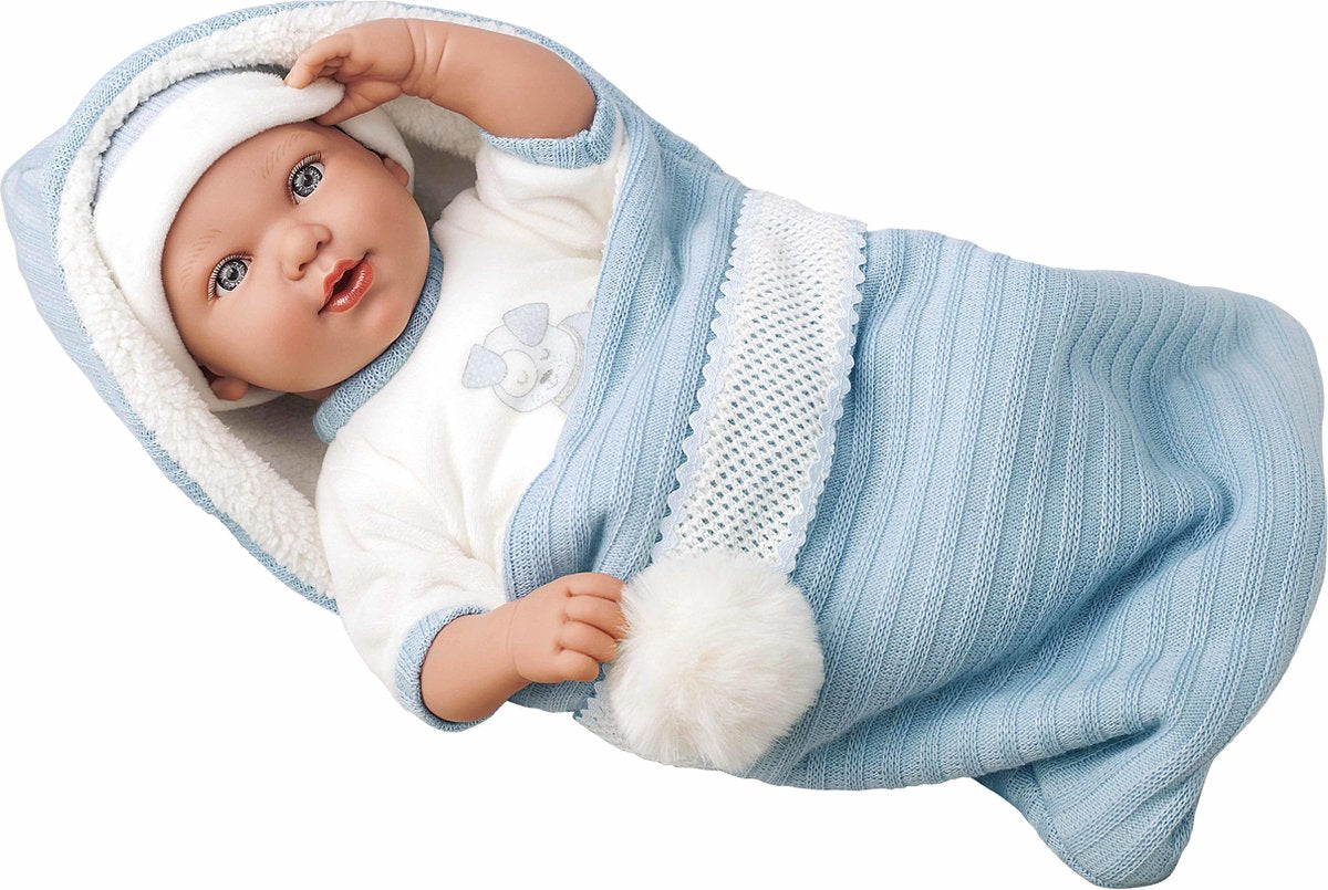 Arias baby pop blank IRIA 42 cm blauw