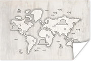 Grijze illustraties op een lichte achtergrond Poster 30x20 cm - klein - Foto print op Poster (wanddecoratie woonkamer / slaapkamer)