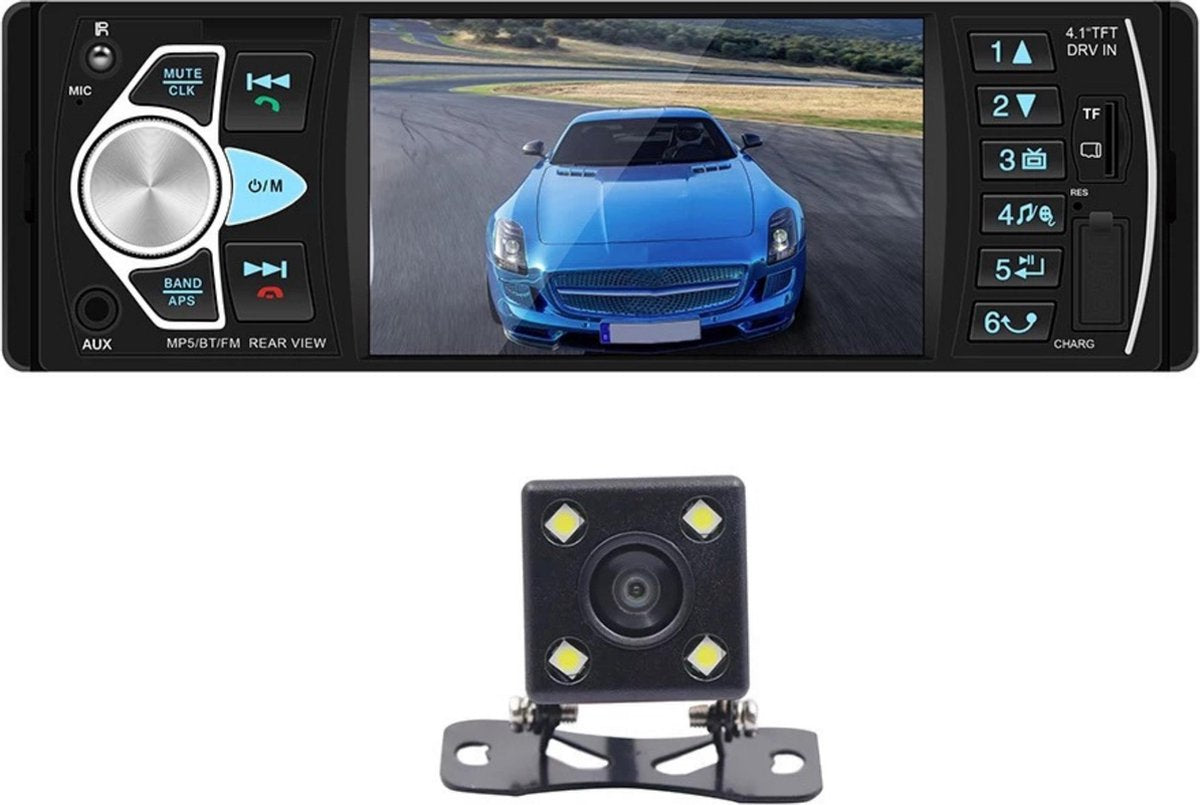 Autoradio - Alle auto’s - MP5 Handsfree BLUETOOTH USB AUX  SD 4.1 inch - Afstandsbediening - 1 DIN auto radio met achteruitcamera