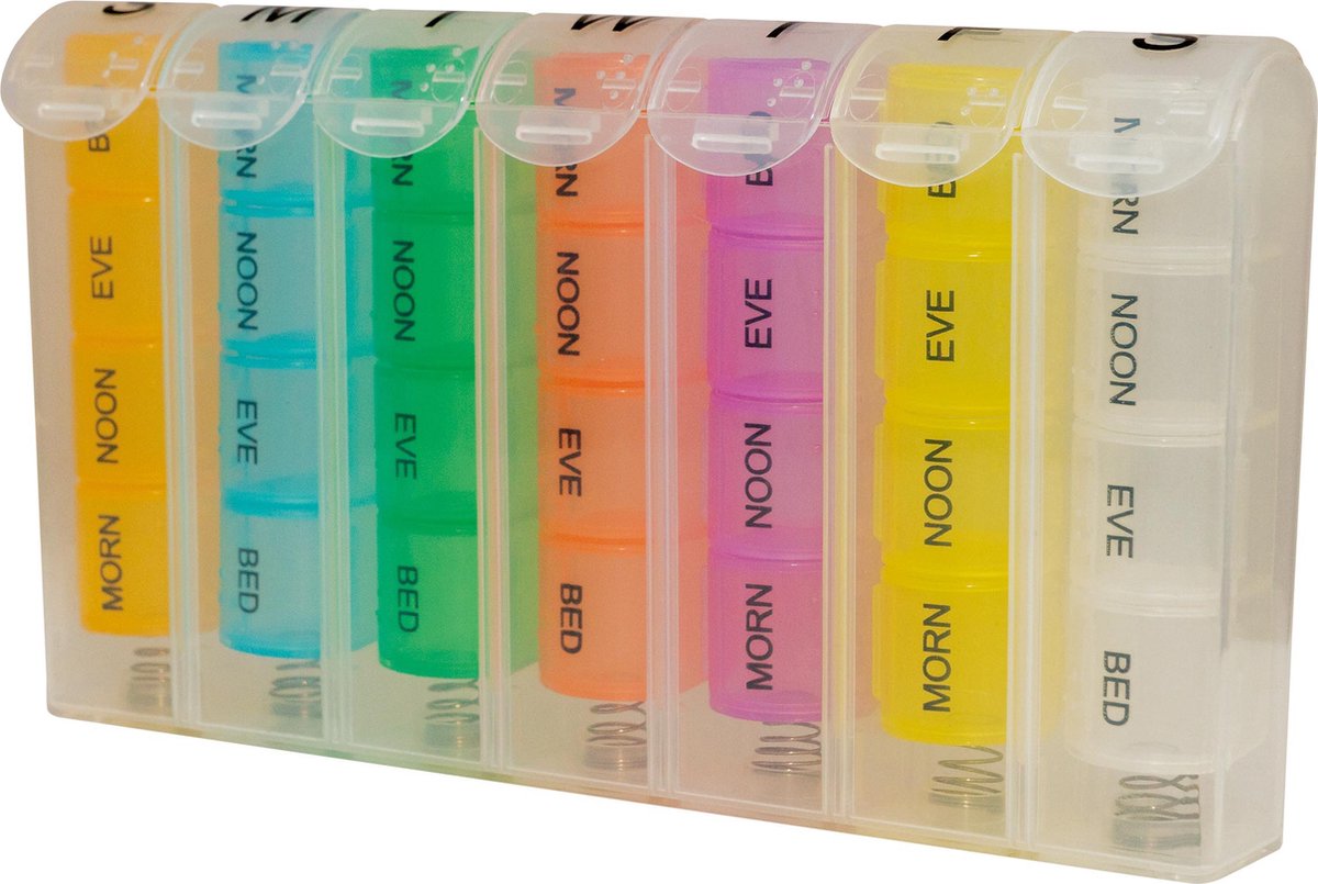 Aidapt pop-up 7 dagen pil opbergdoos - multi kleuren