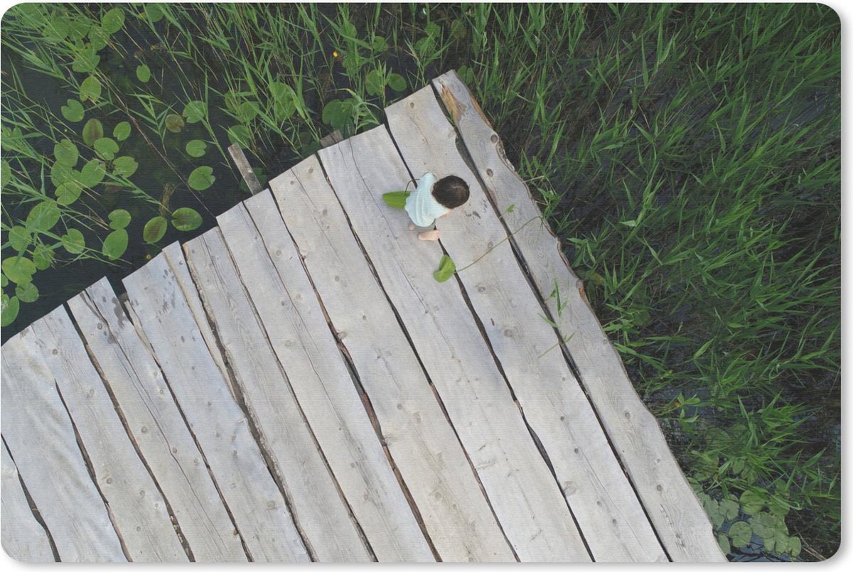 Bureau mat - Steiger boven een vijver vol waterplanten - 60x40