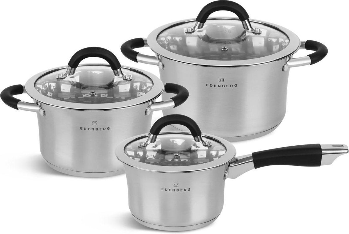 Edënbërg Classic Line - Luxe Pannenset - RVS - 6 delig - Sandwichbodem