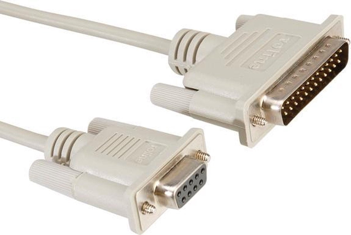 Roline Premium seriële RS232 kabel 9-pins SUB-D (v) - 25-pins SUB-D (m) / gegoten connectoren - 3 meter