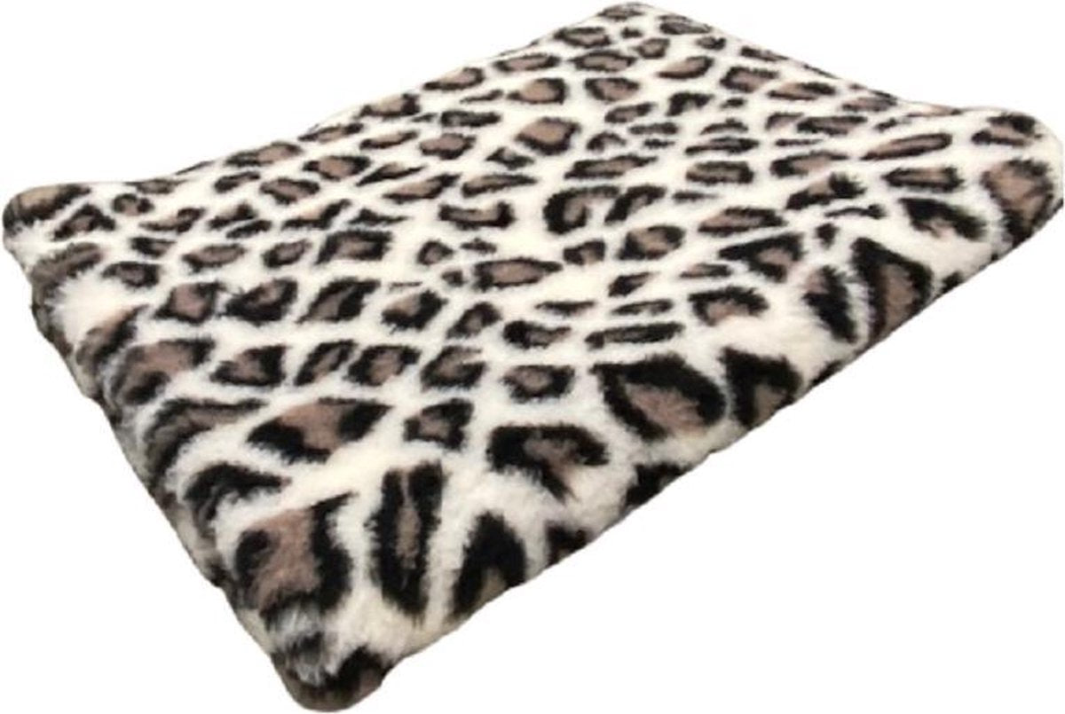 2 Stuks - Vetbed - Dierenmat - Dierenkleed - Puppykleed - Benchmat - Luipaard Bruin Creme  Latex Anti Slip 75 x 50 cm - Machine wasbaar