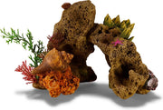 Aqua deco koraal rots met planten 19x12x14cm