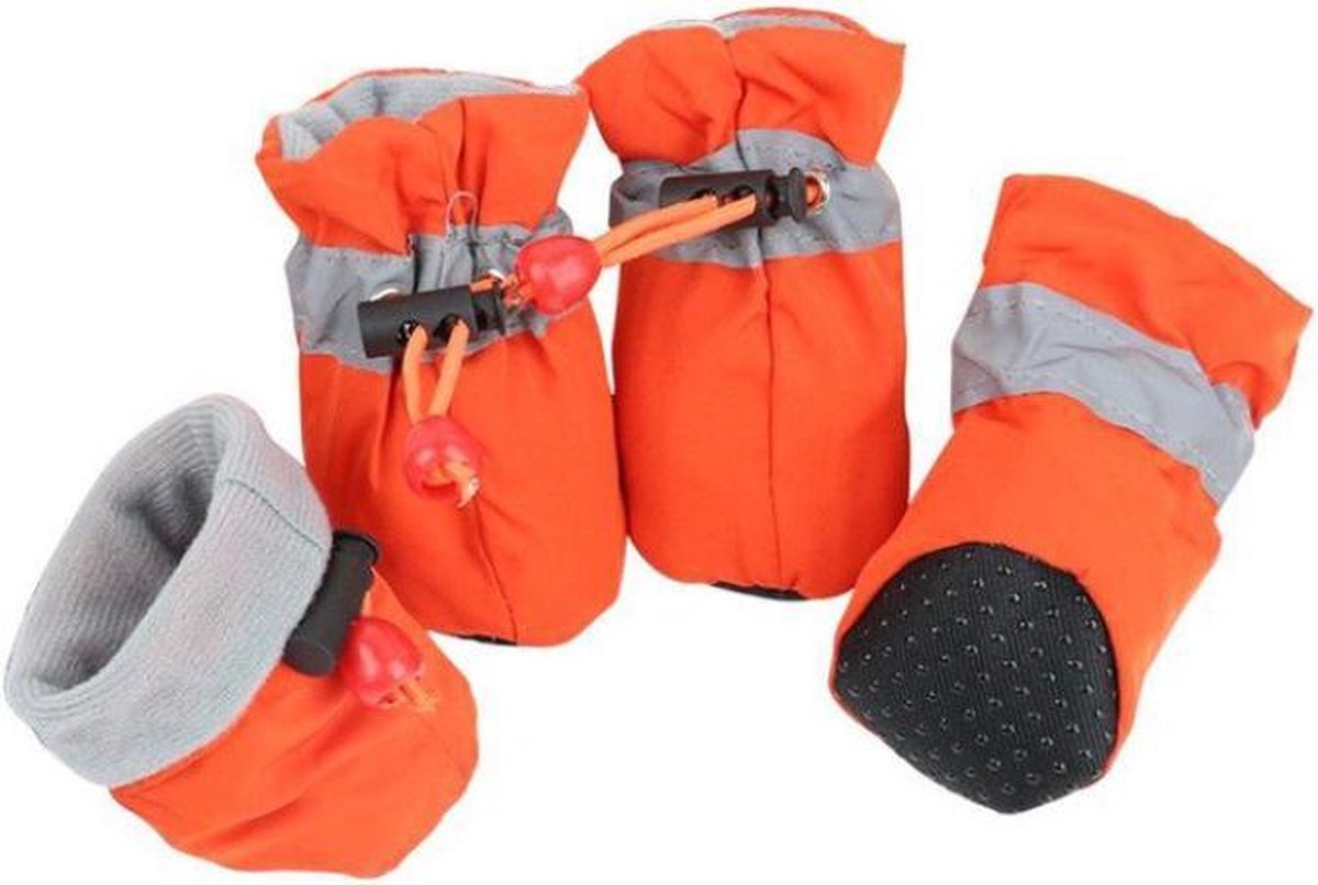 Hondenschoenen Met Gripzolen | Elastische Sluiting En Waterbestendig | 4 St. | Oranje |4