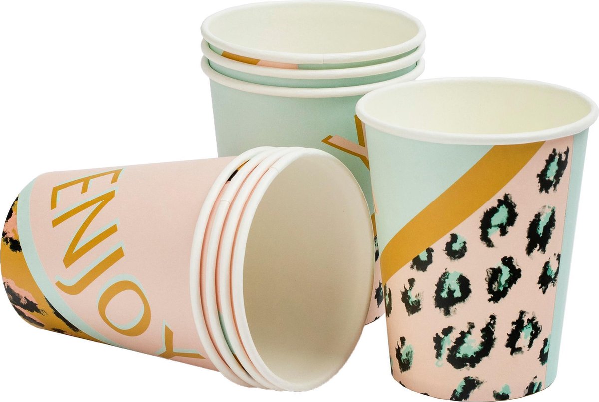 Arditex Bekers Funky Leopard 250 Ml Papier 8 Stuks