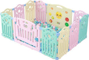 Babybox-Kinderbox - Speelbox - Boxen-Speelpen - Ballenbak - Grondbox - Kruipbox - voor Peuter en kind - Afscherming - met zuignappen - 150 x 115 cm - 10 hekjes - 1 poort met slot - 1 speelmuur