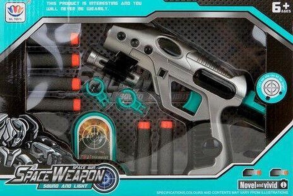 Space Weapon - Pistool met Target en 6 foam pijlen - geschikt voor NERF Pijltjes
