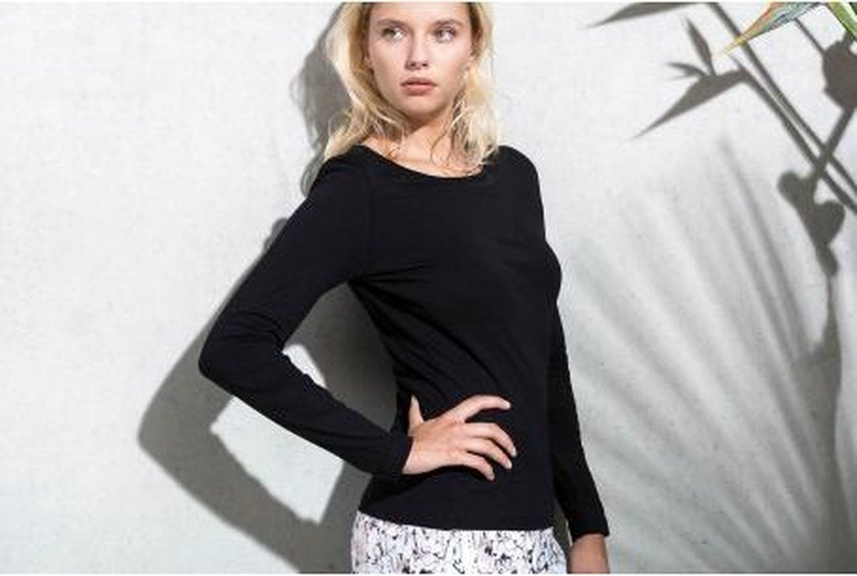 Dames BIO T-shirt met lange mouw Zwart Maat S