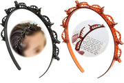 TDR - Bekend van TikTok - Dubbellaags Twist Vlecht Hoofdband/Haarband/Diadeem met clips - 1x Zwart en 1x Bruin
