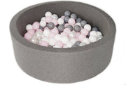 Ballenbad 90x30cm inclusief 200 ballen - Donker grijs: wit