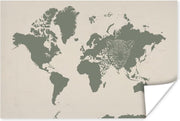 Poster Wereldkaart - Dieren - Panter - 180x120 cm XXL