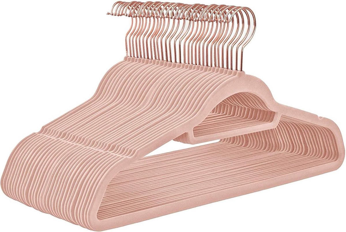 Nancy's Fluwelen Kledinghangers - Set Van 30 - Anti-Slip - Draaibare Haak - Jassen - Shirts - Rokken - Broeken - Lichtroze CRF21PK30