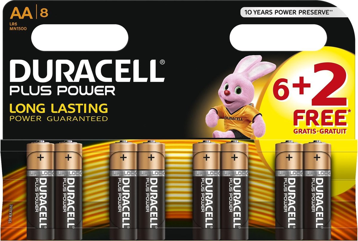 Duracell Plus Power AA Alkalinebatterijen 6+2