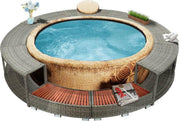 Spa-ombouw poly rattan grijs