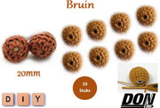 DONLINE – Bruin Ronde Gehaakte DIY Houten Kralen 20mm met 4mm gaatje - Houten Gehaakte Kralen - Speenkoord Kralen - Kralen baby - Rijgkralen – Kralen rijgen - Speenkoord Maken – Hobby Kralen – DIY Gehaakte Kralen – Crochet Wooden Beads