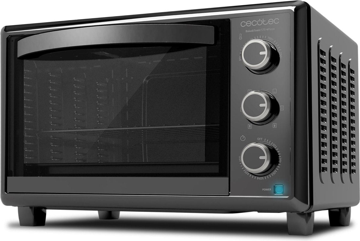 Cecotec Combi oven met grill vrijstaand - Incl. Pizzasteen bakplaat rooster - Kruimelopvangbak - Zwart