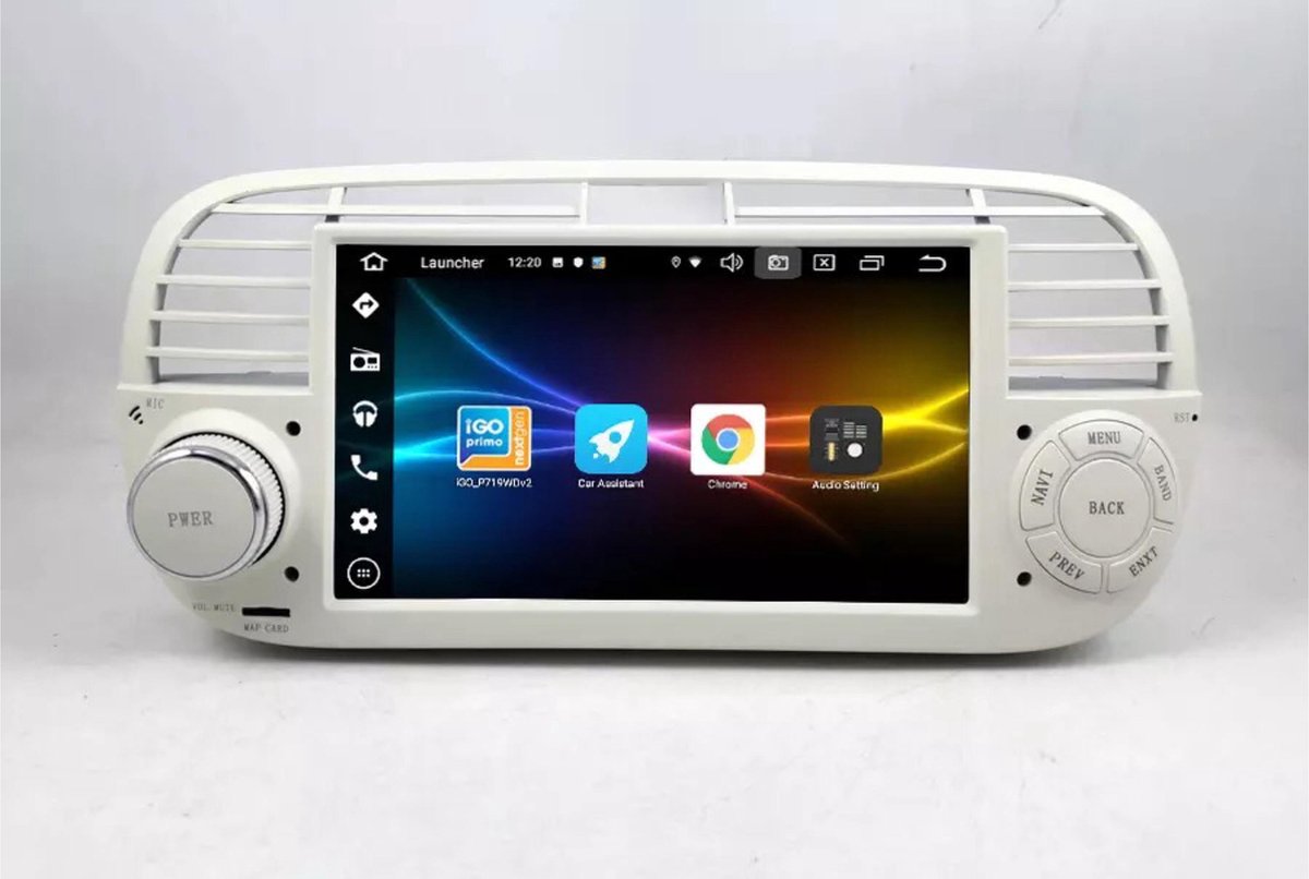 Fiat 500 2007-2015 Android 10 navigatie en multimediasysteem autoradio bluetooth usb wifi 2+32GB WIT