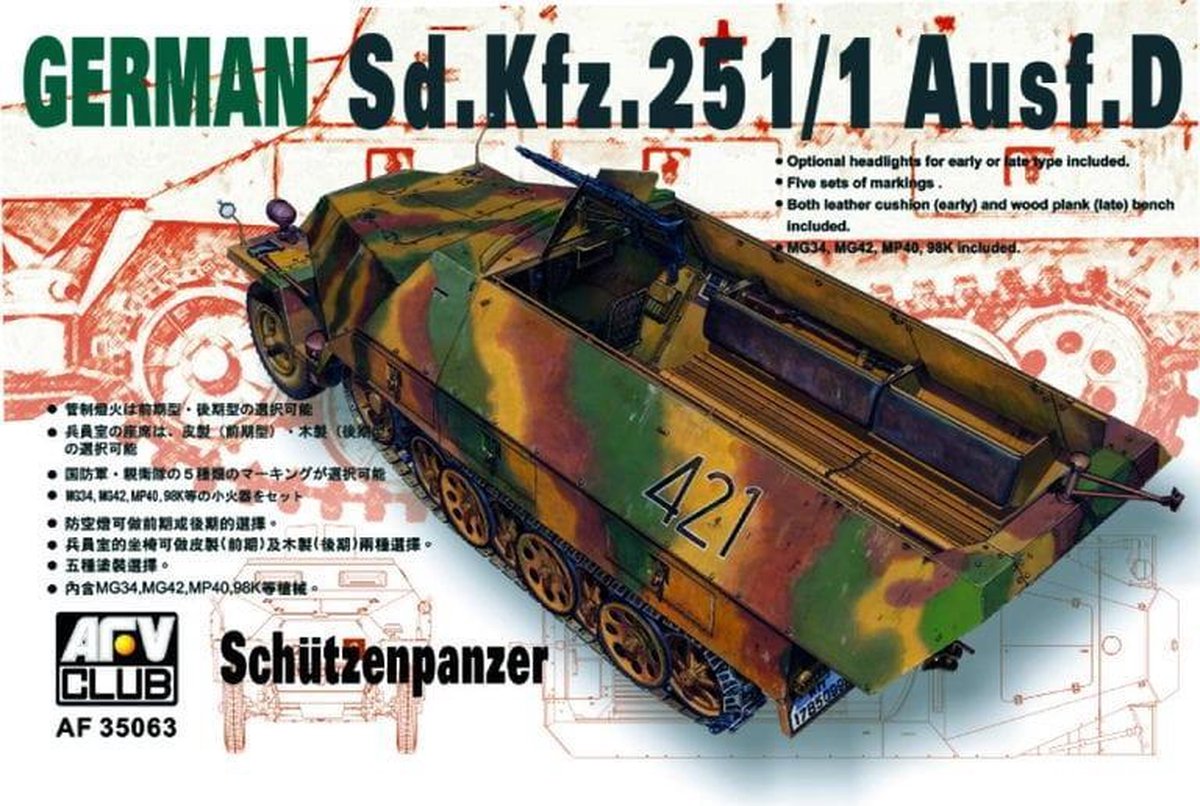 AFV-Club German Sd.Kfz. 251/1 Ausf.D Half-Track + Ammo by Mig lijm
