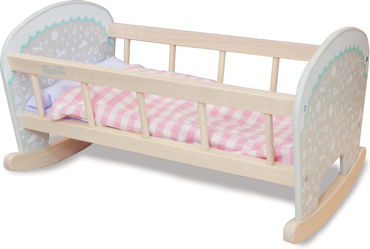 Houten poppenwieg Petworth. Inclusief matras