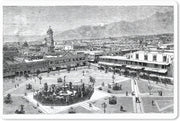 Bureau mat - Zwart-witte illustratie van Plaza de Armas in Lima - 60x40