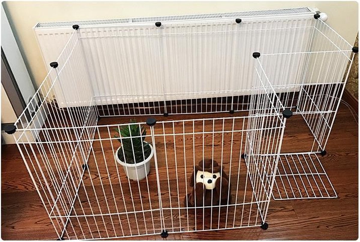 Baymate Opvouwbare Hond Hek Gates Voor Hond Kat Bewaker Installeer Gemakkelijk Behuizing Hondenhekken Puppy Kennel Huis Oefening Training White With Door 10PCS