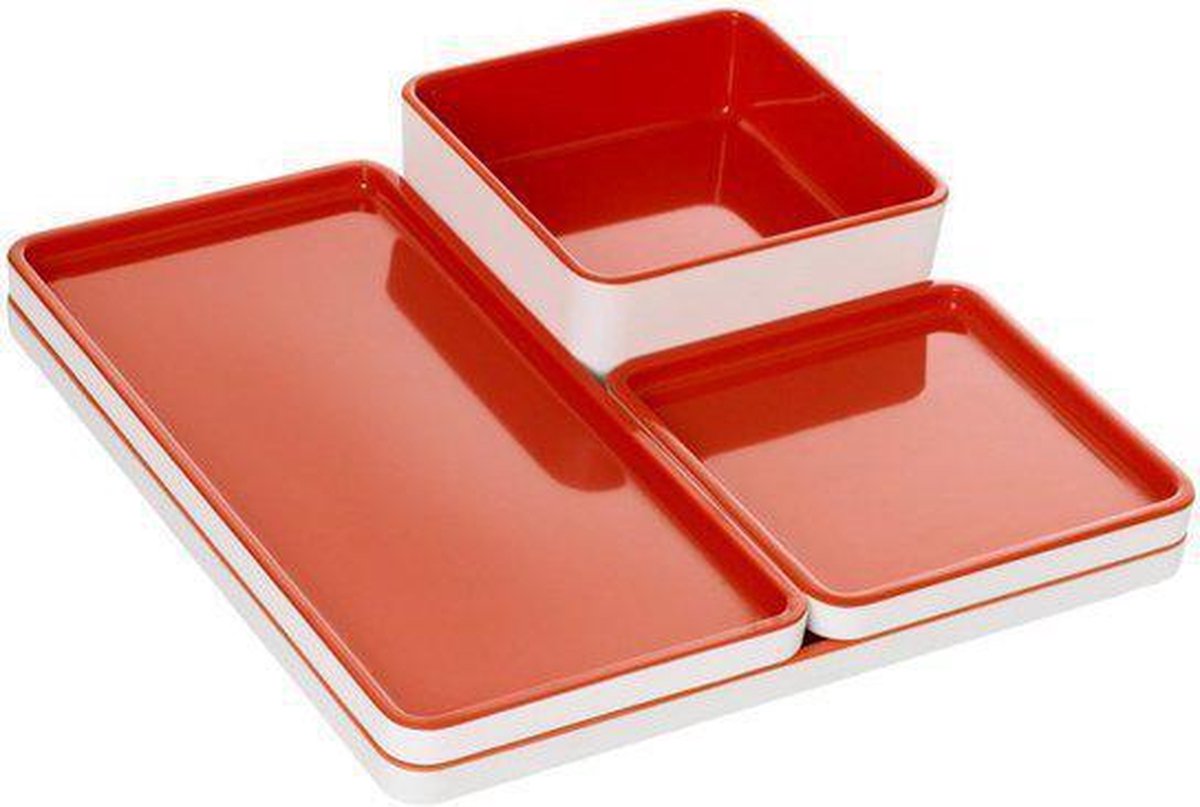 Pantone Serveerset - Tangerine Tango 17-1463 - Oranje - Set van 4 stuks