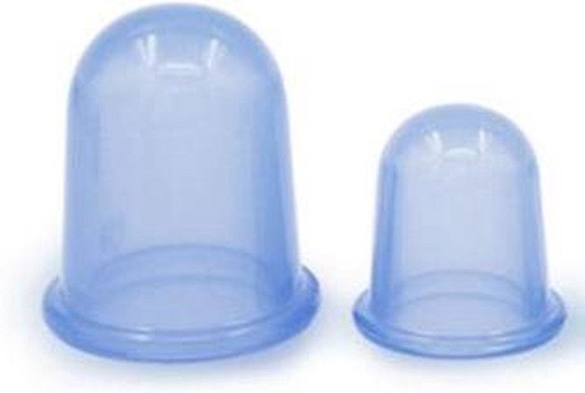 Anti cellulite Cups DUO voor benen en billen  – Cellulitis Cups – Lichaam & Gezicht – Vacuüm Massage Cups – Silicone Cuppingset – BLAUW – 2 Stuks - 1 Medium 5.5 cm - 1 Large 7.0 cm DUO set BLAUW