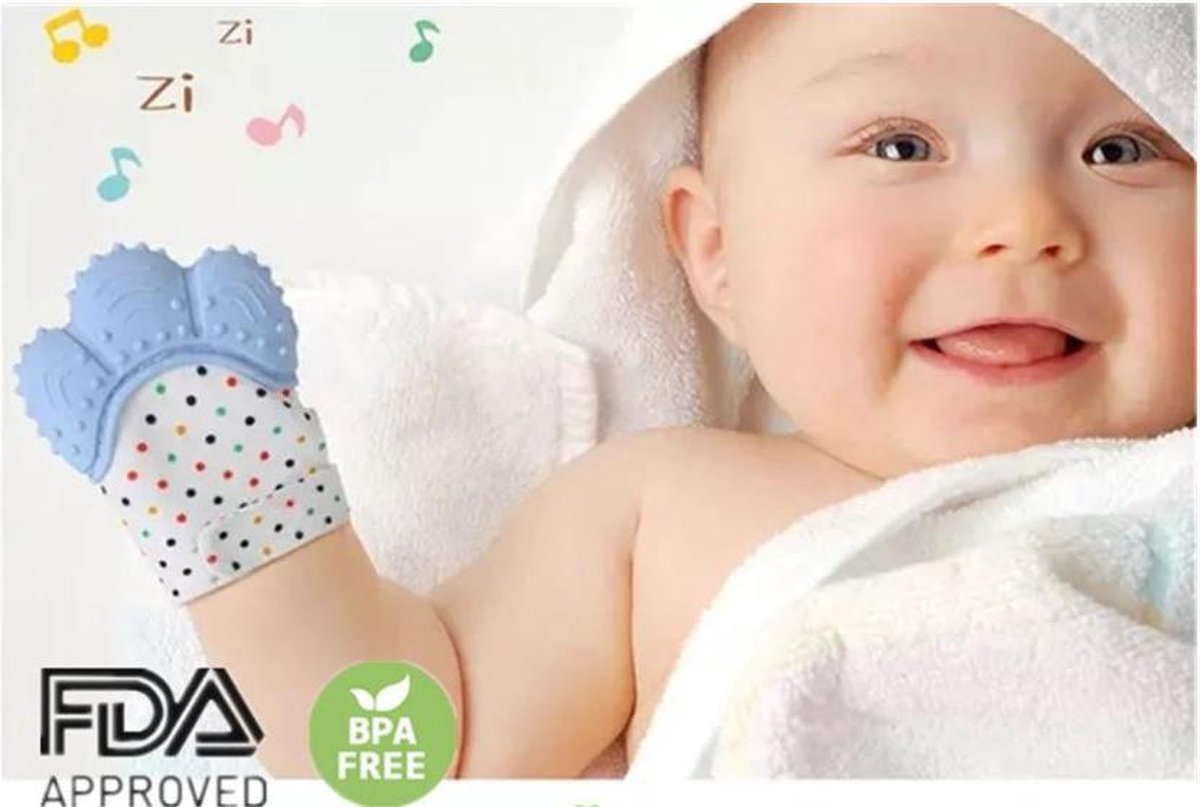 Bijthandschoen / Baby Bijthandschoenen / natuurlijke siliconen handschoen / met geluid / duim speelgoed - Groen