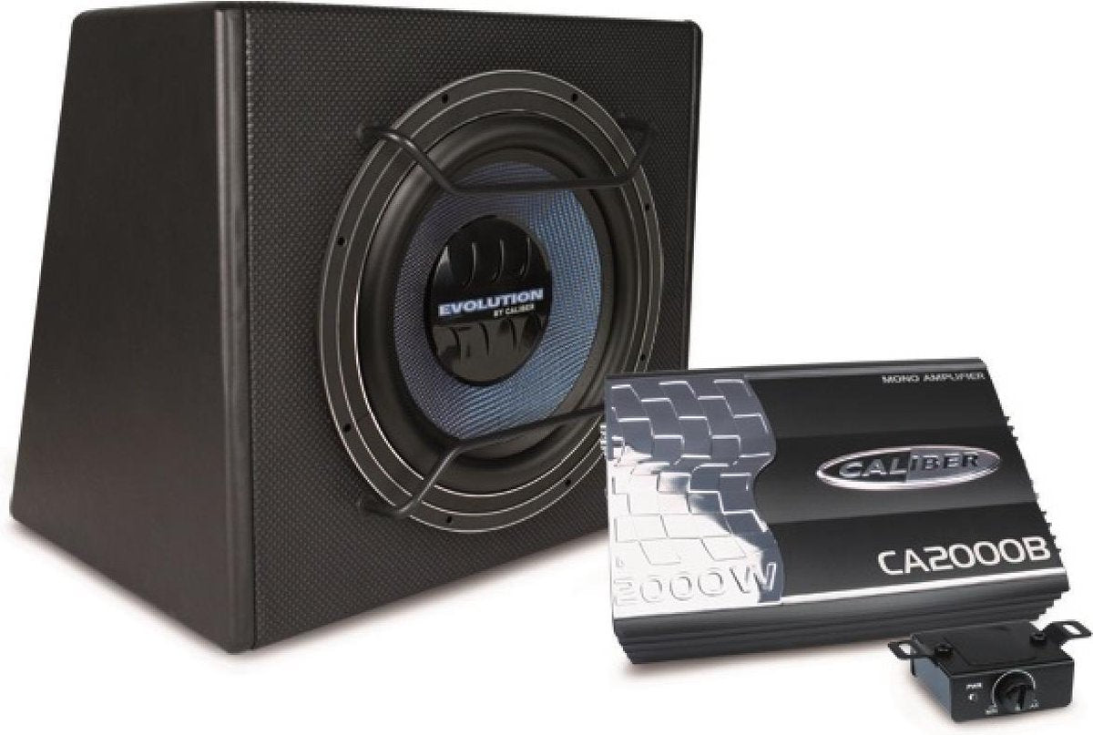 Caliber Subwooferset Pack10E -gesloten kist met 25cm(10inch) subwoofer met losse versterker 750Watt