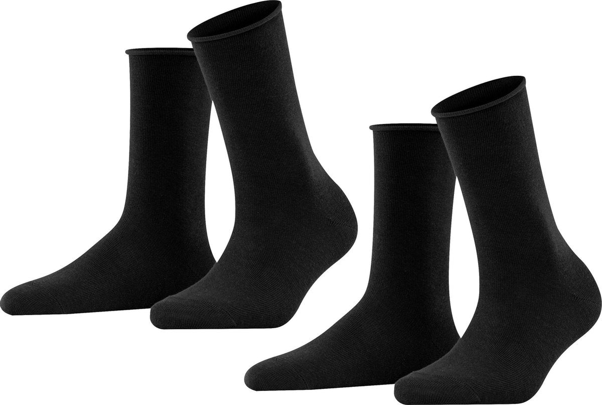 FALKE Happy 2-Pack Dames Sokken - Zwart - Maat 39-42