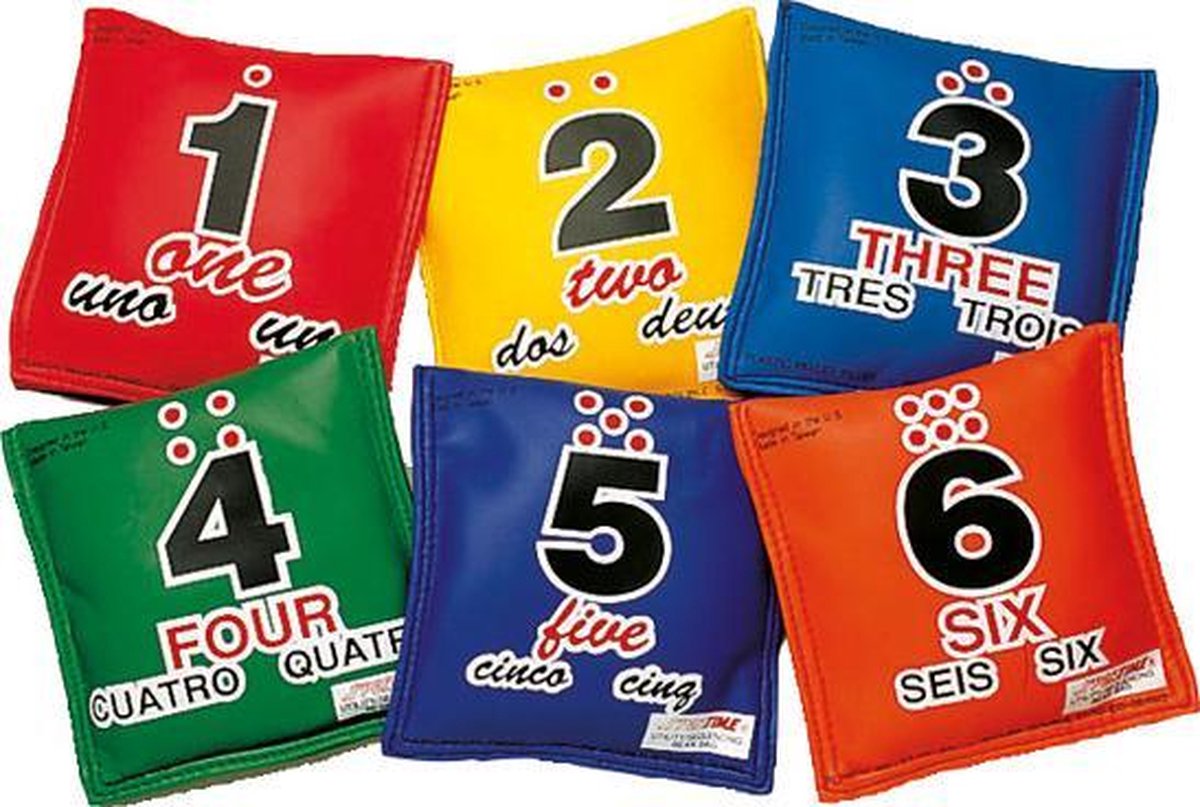 Pittenzakjes met cijfers 1 t/m 6 - set van 6 stuks