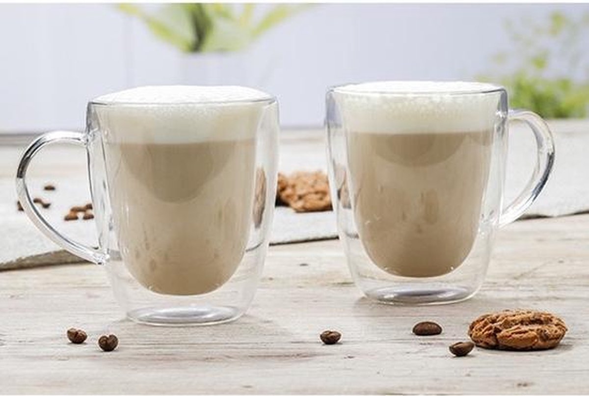 Set van 4x dubbelwandige koffieglazen / cappuccino glazen 270 ml - Dubbelwandige glazen voor cappuccino