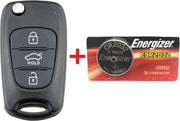 Autosleutel 3 knoppen + Batterij Energizer CR2032 geschikt voor Hyundai sleutel (O3B)/ Accent / Avante Veloster / i10 / i20 / i30 / iX35 / Kia Picanto / Sportage / K2 / K5 / Hyundai sleutel